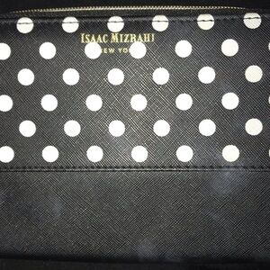 Isaac Mizrahi Black and White Polka Dot Cosmetic Bag